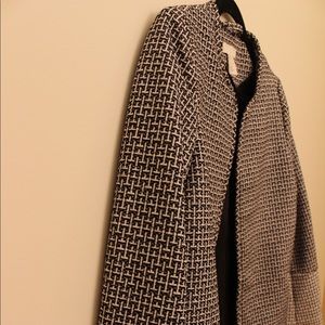 h&m navy blue & white coat/blazer